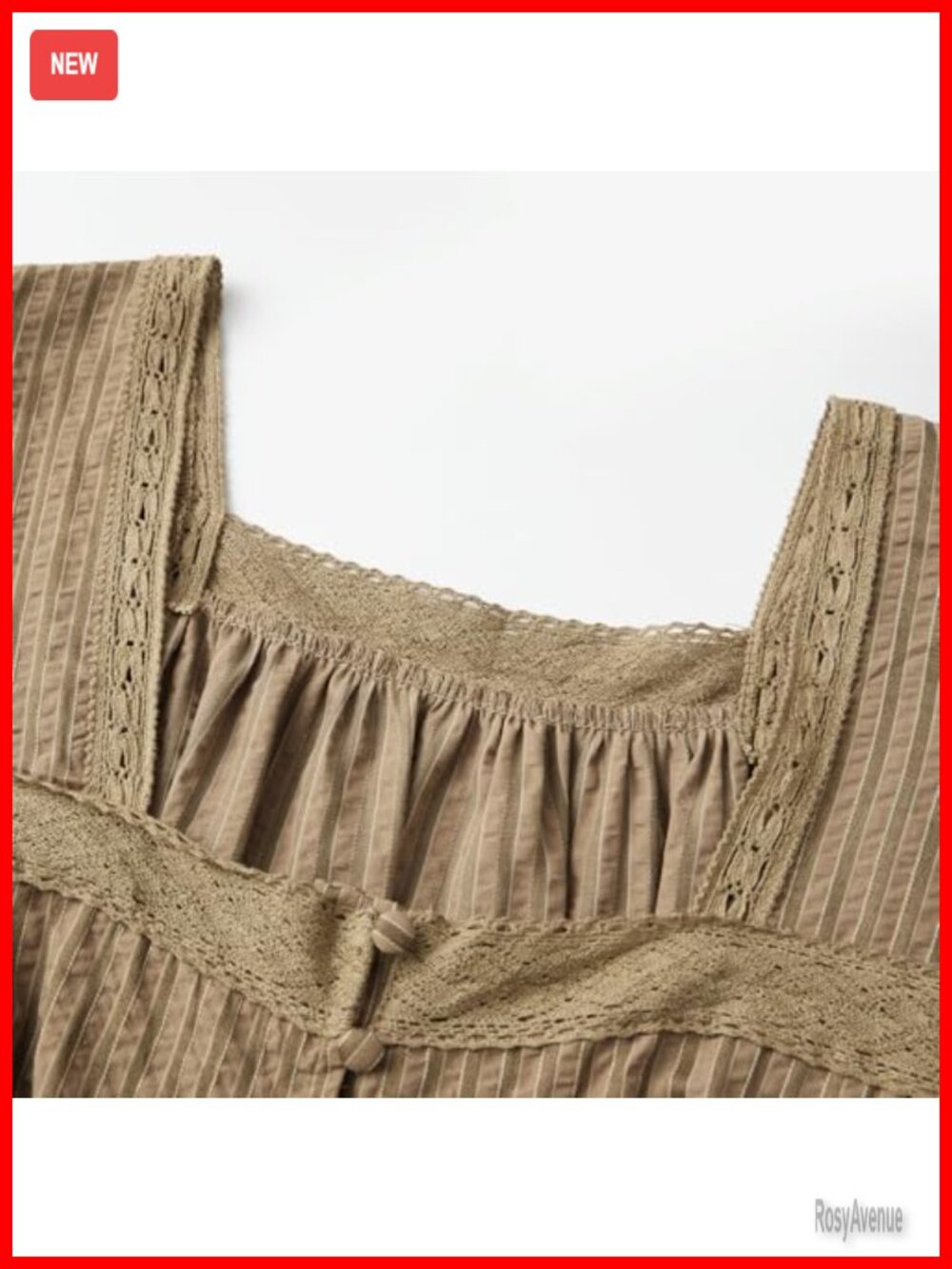 Button Front Lace Trim Square Neck Short Sleeve Babydoll Mini Dress Tiered Flow - Picture 4 of 7